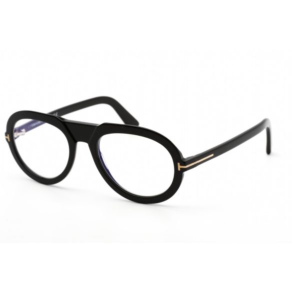 Tom Ford FT5756-B szemüvegkeret csillógó fekete / Clear/kék blokk lencsék férfi