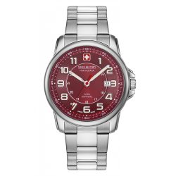   Swiss Military Hanowa férfi óra karóra, piros számlap & ezüst nemesacél szíj, 43mm, 06-5330.04.004 /dsl
