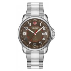   Swiss Military Hanowa férfi óra karóra, barna számlap & ezüst nemesacél szíj, 43mm, 06-5330.04.005 /dsl