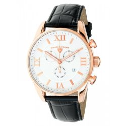   Swiss Legend férfi Quartz óra karóra fehér számlap & fekete bőr szíj 22011-RG-02-BLK /dsl