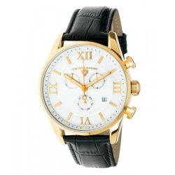   Swiss Legend férfi Quartz óra karóra fehér számlap & fekete bőr szíj 22011-YG-02-BLK /dsl