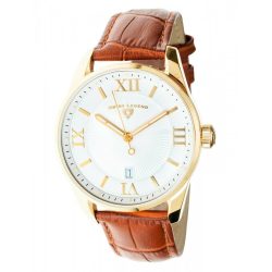   Swiss Legend férfi Quartz óra karóra fehér számlap & barna bőr szíj 22012-YG-02-BR /dsl