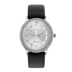   Kenneth Cole új York férfi 'köves' nemesacél Japán-Quartz bőr szíj, fekete, 19.8 alkalmi óra karóra KC50580001 /dsl
