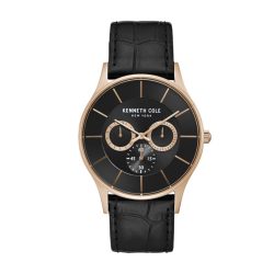   Kenneth Cole új York férfi óra karóra, fekete számlap & bőr szíj, 42mm, KC51040022 /dsl
