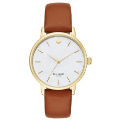   Kate Spade új York női óra karóra, fehér számlap & barna bőr szíj, 34mm, KSW1142 /dsl