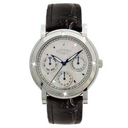   Rotary női fekete bőr szíj Kronográf Óra Quartz karóra RLS00024-07-BLK. /dsl