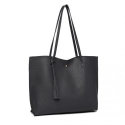   Miss Lulu London E1919-1 - bevásárló táska in weicher Lederoptik Kieselsteinen fekete