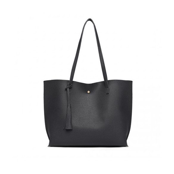 Miss Lulu London E1919-1 - bevásárló táska in weicher Lederoptik Kieselsteinen fekete
