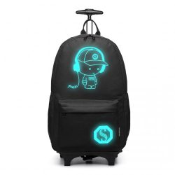   Miss Lulu London E6877 - Kono Multifunktionaler Glow-in-the-sötét gurulós táska-hátizsák fekete