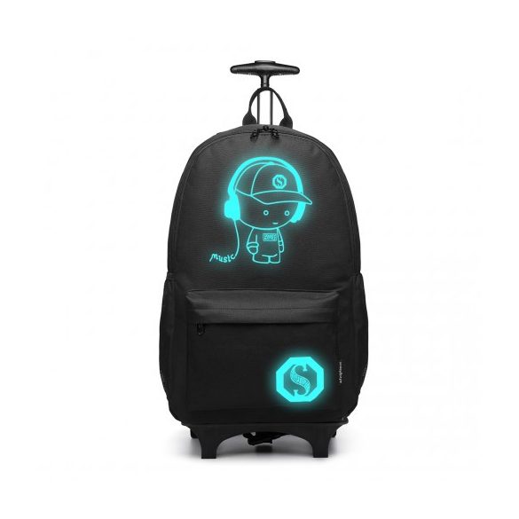 Miss Lulu London E6877 - Kono Multifunktionaler Glow-in-the-sötét gurulós táska-hátizsák fekete