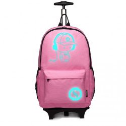   Miss Lulu London E6877 - Kono Multifunktionaler Glow-in-the-sötét gurulós táska-hátizsák rózsaszín