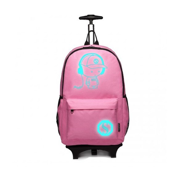 Miss Lulu London E6877 - Kono Multifunktionaler Glow-in-the-sötét gurulós táska-hátizsák rózsaszín