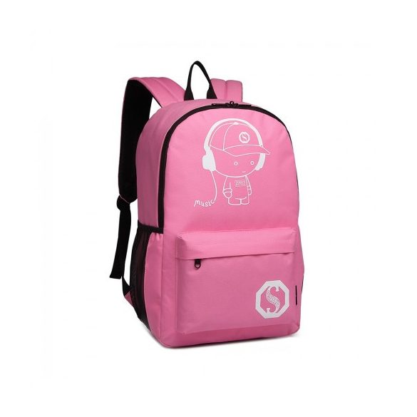 Miss Lulu London E6877 - Kono Multifunktionaler Glow-in-the-sötét gurulós táska-hátizsák rózsaszín