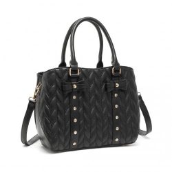   Miss Lulu London LB2341 - Schick Gesteppt -bőr bevásárló táska Schleifen-Akzenten fekete