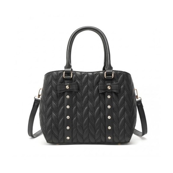 Miss Lulu London LB2341 - Schick Gesteppt -bőr bevásárló táska Schleifen-Akzenten fekete