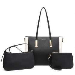   Miss Lulu London LD2218 - 3 darab Kontrast bőr Einkaufstaschen-szett fekete