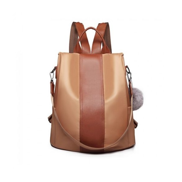 Miss Lulu London LG1903 - kettő Way hátizsák táska válltáska Pom nyaklánc kiegészítő barna