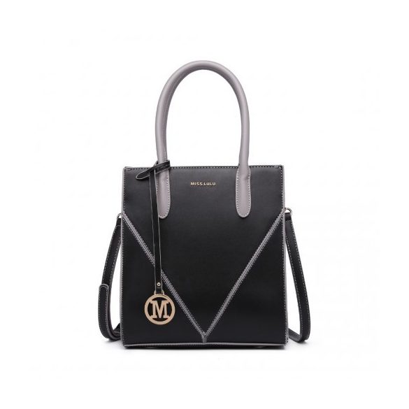 Miss Lulu London LG2255 - szögletes Weiches bőr táska-Táska fekete