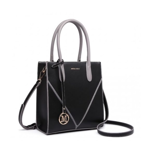 Miss Lulu London LG2255 - szögletes Weiches bőr táska-Táska fekete