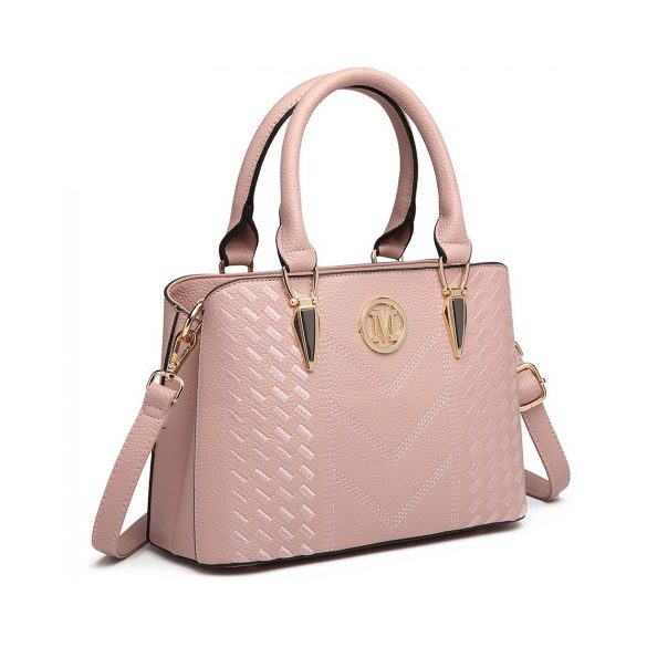 Miss Lulu London LG6865 - válltáska táska in bőr-Optik Flechteffekt rózsaszín