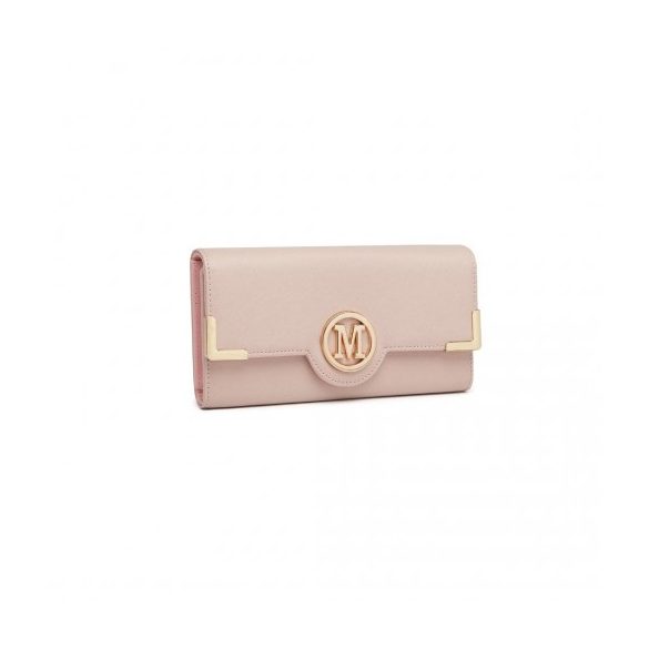 Miss Lulu London LP2022 - bőr hosszú klasszikus pénztárca rózsaszín