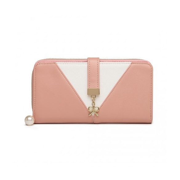 Miss Lulu London LP2216 - két Ton Női Lederoptik pénztárca rózsaszín