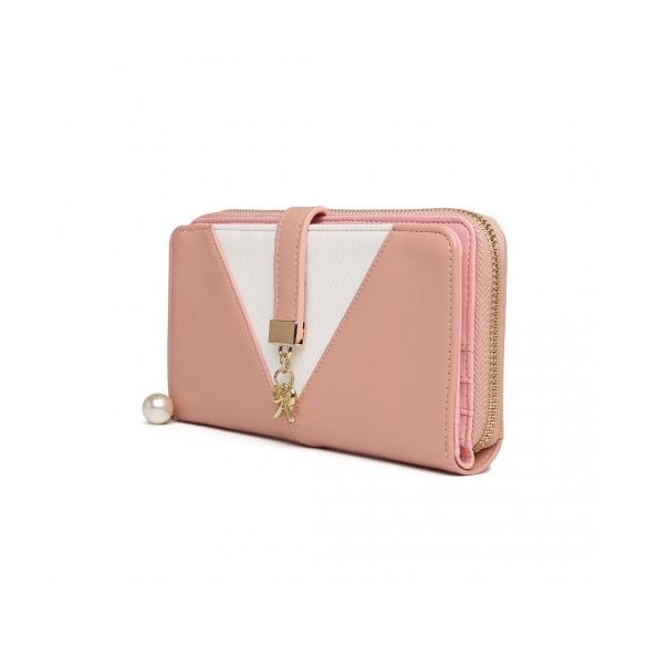 Miss Lulu London LP2216 - két Ton Női Lederoptik pénztárca rózsaszín