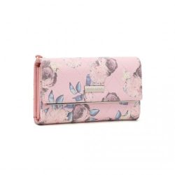  Miss Lulu London LP2353F - Női Bedruckte Blume -bőr hosszú pénztárca rózsaszín