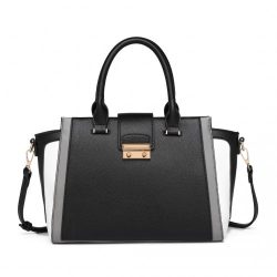   Miss Lulu London LT2204 - klasszikus Kontrast Metallschloss bőr táska fekete