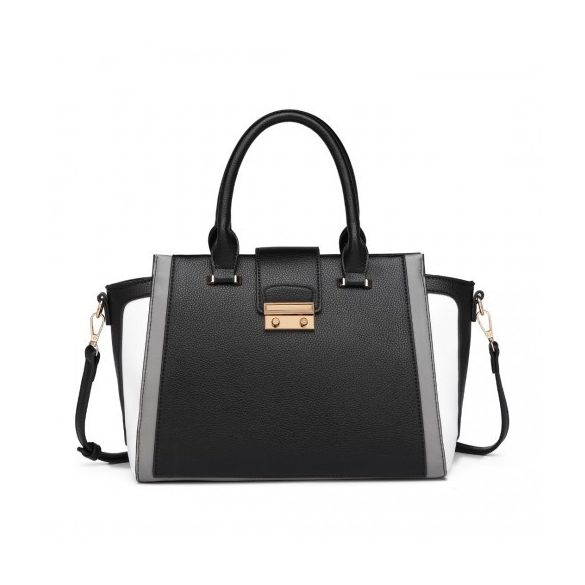 Miss Lulu London LT2204 - klasszikus Kontrast Metallschloss bőr táska fekete