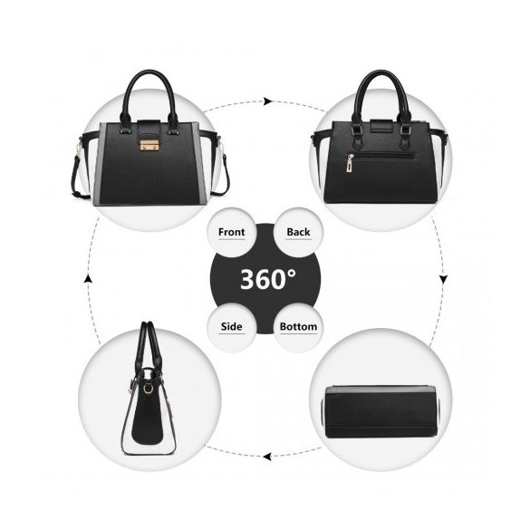 Miss Lulu London LT2204 - klasszikus Kontrast Metallschloss bőr táska fekete