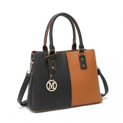   Miss Lulu London LT2352 - Modern Eleganz -bőr női bevásárló táska fekete és barna