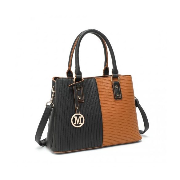 Miss Lulu London LT2352 - Modern Eleganz -bőr női bevásárló táska fekete és barna