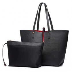   Miss Lulu London LT6628-1-női-dupla Seiten -lederne táska-Táska enthalten egy váll-kereszt-Körper-fekete