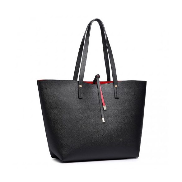 Miss Lulu London LT6628-1-női-dupla Seiten -lederne táska-Táska enthalten egy váll-kereszt-Körper-fekete