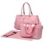   Miss Lulu London LT6638 - 3-teilige Windel Wickeltasche szett Babytasche bőr rózsaszín