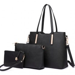  Miss Lulu London LT6648 - Dreiteilige bevásárló táska-válltáska táska és Clutch fekete