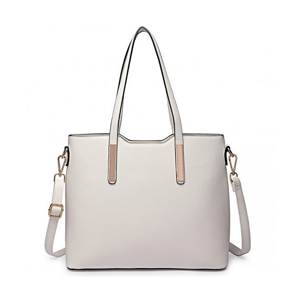 Miss Lulu London LT6648 - Dreiteilige bevásárló táska-válltáska táska és Clutch fehér