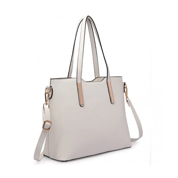 Miss Lulu London LT6648 - Dreiteilige bevásárló táska-válltáska táska és Clutch fehér