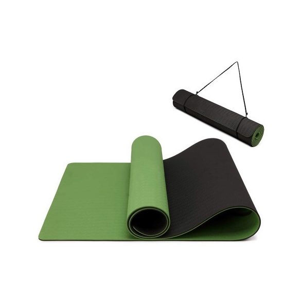 Miss Lulu London Yoga-1 - Kono TPE rutschfeste klasszikus Yogamatte zöld és fekete