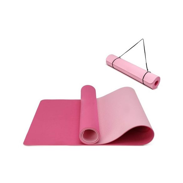 Miss Lulu London Yoga-1 - Kono TPE rutschfeste klasszikus Yogamatte Pflaume és rózsaszín