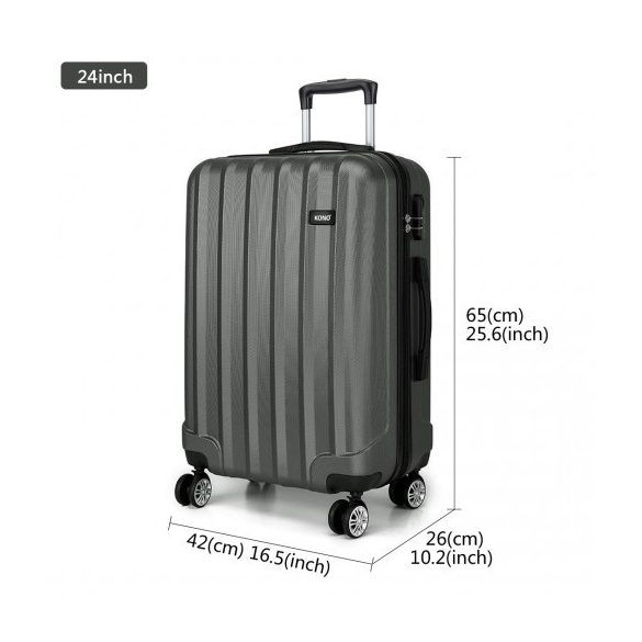 Miss Lulu London K1773L - Kono Vertikaler Streifen Hartschalen-bőrönd 24 Zoll Gepäck szürke