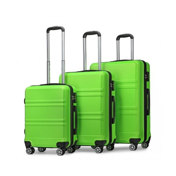 Miss Lulu London K1871-1L - Kono ABS Geformtes horizontales Design 3-darabos bőrönd szett zöld