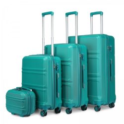   Miss Lulu London K1871-1L - Kono ABS Geformtes horizontales Design 4-darabos bőrönd szett Kosmetikkoffer Blaugrün