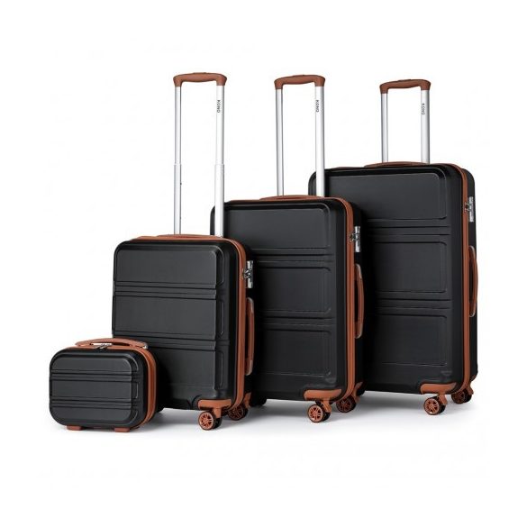Miss Lulu London K1871-1L - Kono ABS Geformtes horizontales Design 4-darabos bőrönd szett Kosmetikkoffer fekete és barna