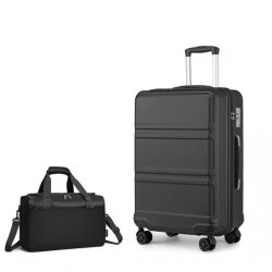   Miss Lulu London K1871-1L+EA2321 - Kono ABS 24 Zoll Geformtes horizontales Design 2-darabos bőrönd szett Kabinentasche fekete