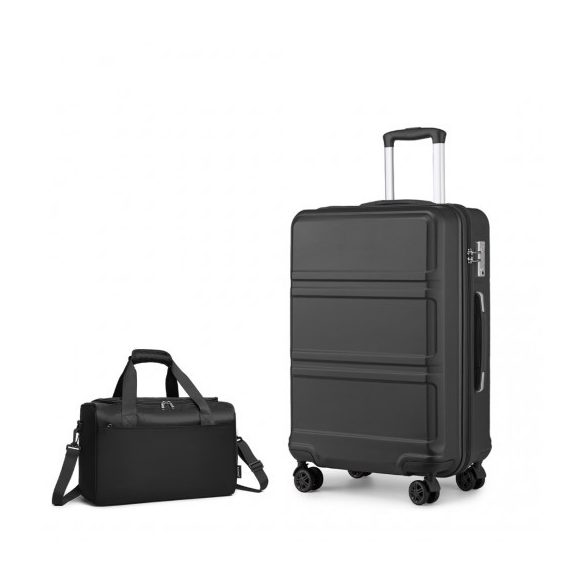 Miss Lulu London K1871-1L+EA2321 - Kono ABS 24 Zoll Geformtes horizontales Design 2-darabos bőrönd szett Kabinentasche fekete