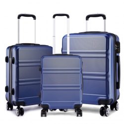   Miss Lulu London K1871-1L - Kono ABS Geformtes horizontales Design 3-darabos bőrönd szett Navy kék