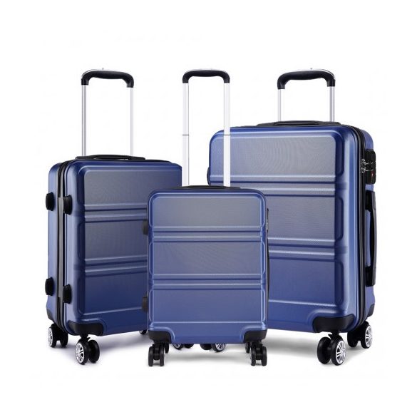 Miss Lulu London K1871-1L - Kono ABS Geformtes horizontales Design 3-darabos bőrönd szett Navy kék