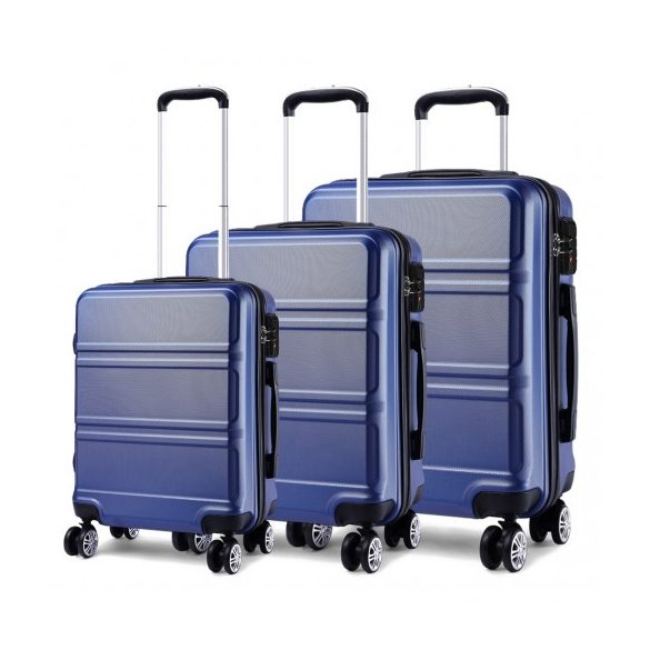 Miss Lulu London K1871-1L - Kono ABS Geformtes horizontales Design 3-darabos bőrönd szett Navy kék